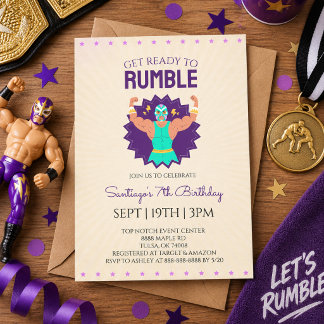 Retro Wrestling Birthday Party Invitation
