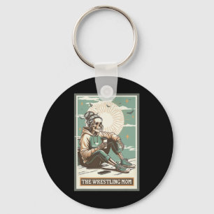 Retro Wrestling Mum Tarot Card Skeleton Mama Mothe Key Ring