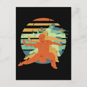 Retro Wushu Kung Fu Chinese Martial Arts Sportsman Postcard