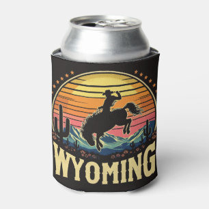 Retro Wyoming Cowboy Can Cooler