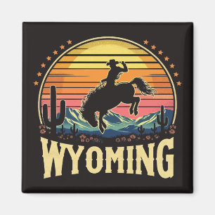 Retro Wyoming Cowboy Magnet