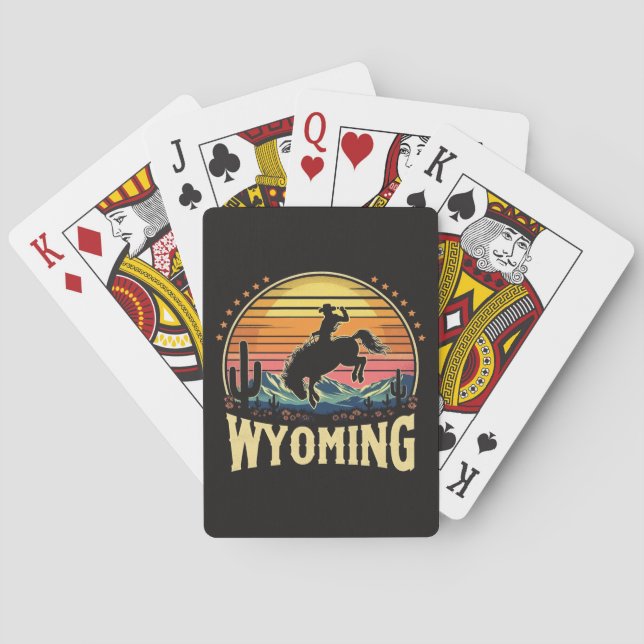 Retro Wyoming Cowboy Playing Cards (Back)