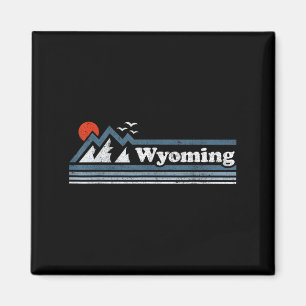 Retro Wyoming State Mountain Skiing Vintage Ski So Magnet