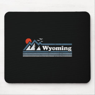 Retro Wyoming State Mountain Skiing Vintage Ski So Mouse Mat