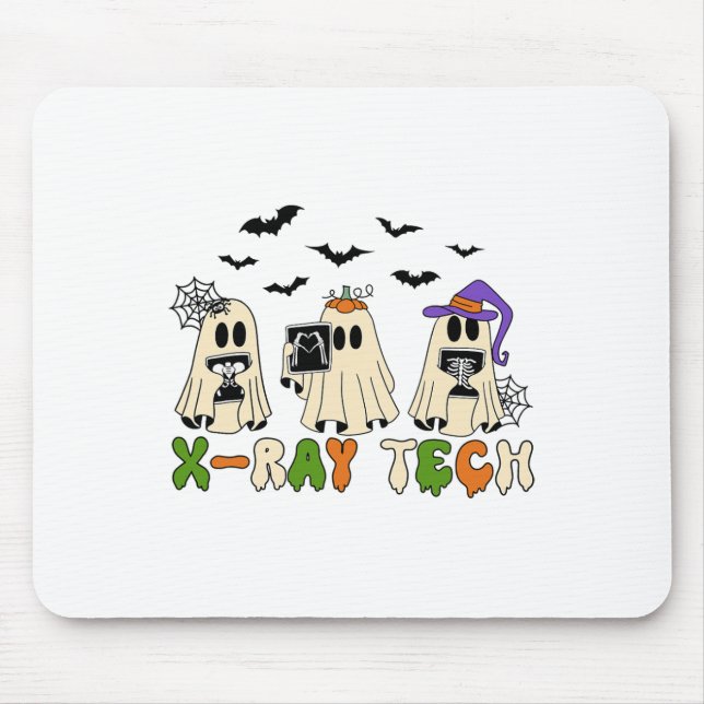 Retro X-ray Tech Halloween Ghost Radiology Ghost R Mouse Mat (Front)