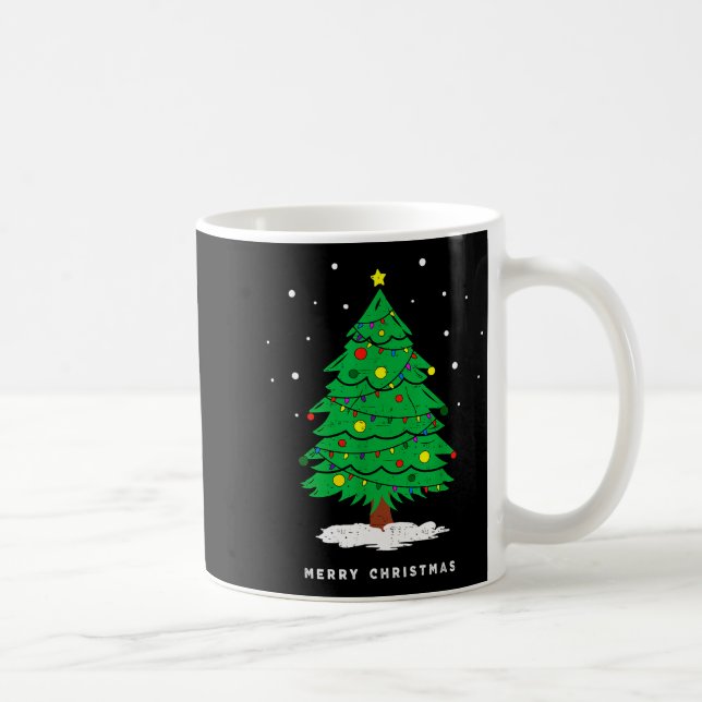 Retro Xmas Merry Christmas Tree Lights  Coffee Mug (Right)