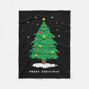 Retro Xmas Merry Christmas Tree Lights Fleece Blanket