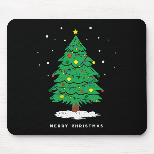 Retro Xmas Merry Christmas Tree Lights  Mouse Mat (Front)