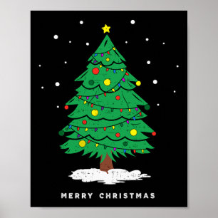 Retro Xmas Merry Christmas Tree Lights Poster