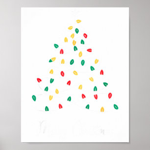 Retro Xmas Merry Christmas Tree Lights Poster