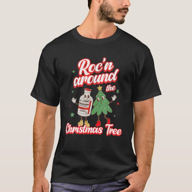 Retro Xmas Nursings Roc n Around The Christmas Tre T-Shirt (Front)