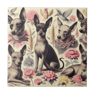 Retro Xoloitzcuintle Seamless Illustration Tile