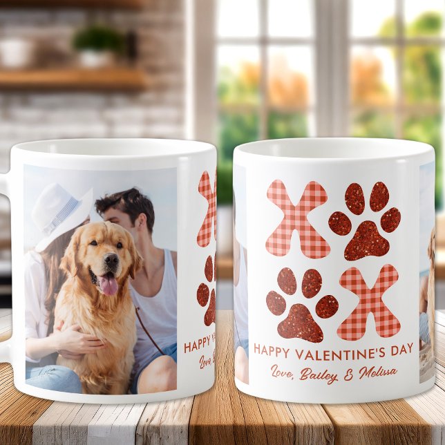 Retro XOXO Cute Pet Puppy Dog Photo Valentines Day Coffee Mug (Creator Uploaded)