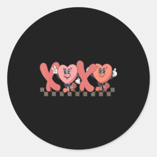 Retro Xoxo Happy Valentines Day Groovy Heart Coup  Classic Round Sticker