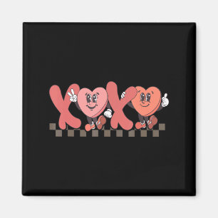 Retro Xoxo Happy Valentines Day Groovy Heart Coup  Magnet