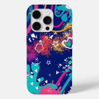 Retro Y2K Abstract Splatter Art Colorful Graphic iPhone 15 Pro Case