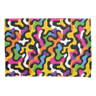 Retro y2k Aesthetic Funky Swirls Colourful Abstrac Pillowcase