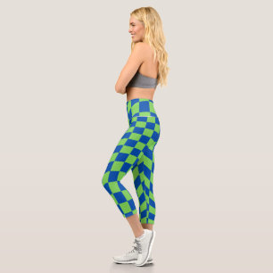 Retro Y2K Chequerboard  Capri Leggings