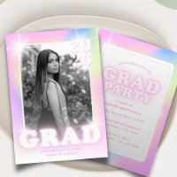 Retro Y2K Cyber Pink Neon Graduation Photo Party