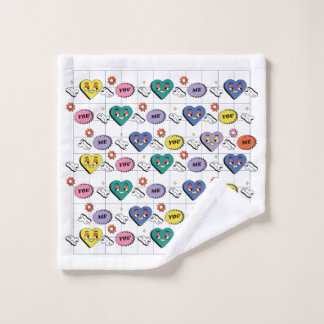 Retro Y2K Groovy Expressive Heart Seamless Pattern Wash Cloth