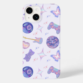 Retro Y2K Kitsch Lavender Disco Ball Gamer Pattern Case-Mate iPhone 14 Case