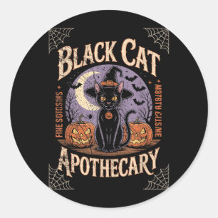Retro Y Halloween Costume Black Cat M Apothecary 1 Classic Round Sticker