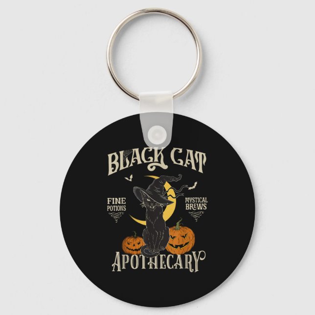 Retro Y Halloween Costume Black Cat M Athecary  Key Ring (Front)