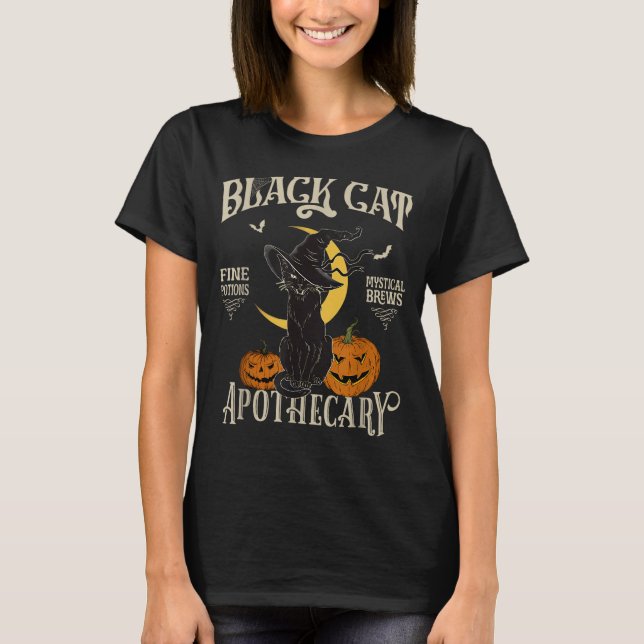 Retro Y Halloween Costume Black Cat M Athecary  T-Shirt (Front)