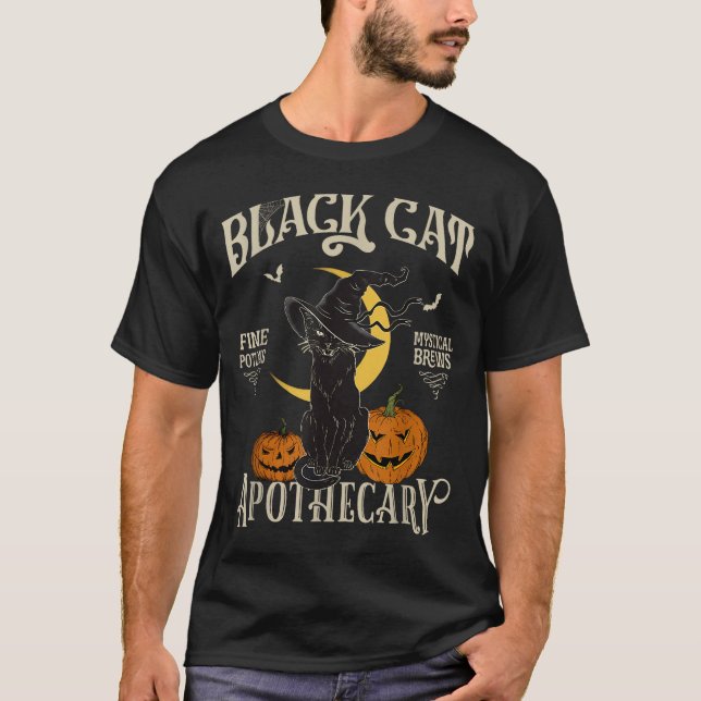 Retro Y Halloween Costume Black Cat M Athecary  T-Shirt (Front)