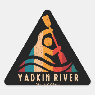 Retro Yadkin River Kayaking Triangle Sticker