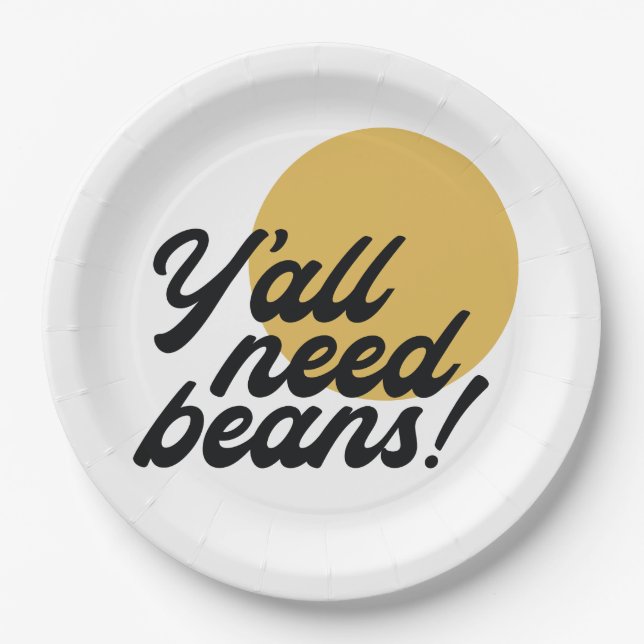 Retro 'Y'all Need Beans' Bean Protocol Paper Plate (Front)
