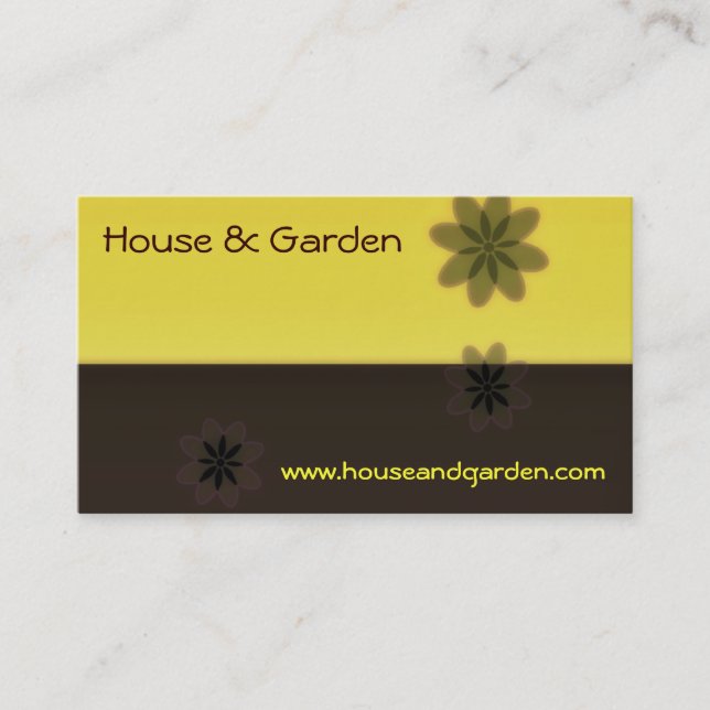 Retro Yellow and Brown Business Cards (Front)