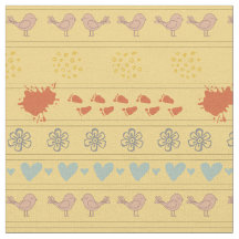 Retro yellow and colourful pattern of birds,