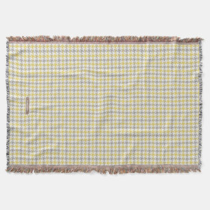 Retro yellow and grey houndstooth plaid pattern throw blanket
