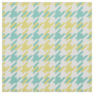 Retro yellow and mint houndstooth plaid pattern fabric