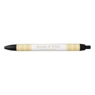 Retro Yellow And Orange Heart Stripes Bakery Black Ink Pen