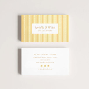 Retro Yellow And Orange Heart Stripes Bakery Business Card