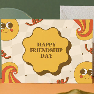 Retro Yellow and Orange Playful Friendship Postcard