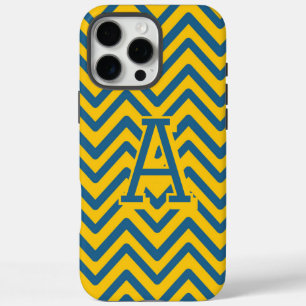 Retro Yellow Blue Chevron Colourful Vintage Patter iPhone 16 Pro Max Case
