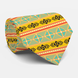 Retro yellow blue pattern for him tie