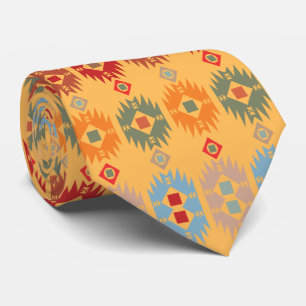 Retro yellow blue red pattern for him tie