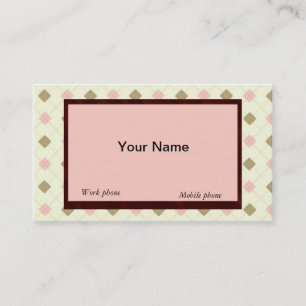 RETRO YELLOW-BROWN-PEACH ARGYLE BUSINESS CARDS