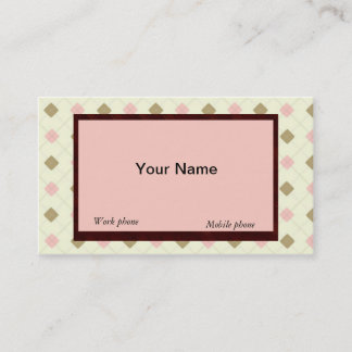 RETRO YELLOW-BROWN-PEACH ARGYLE BUSINESS CARDS