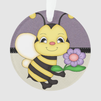 Retro Yellow Bumble Bee Ornament