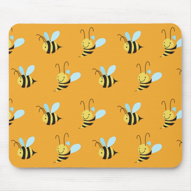 Retro Yellow Bumble Bee Pattern Mouse Mat (Front)