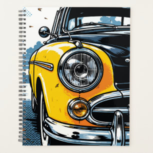 Retro Yellow Classic Car Front Pop Art Planner