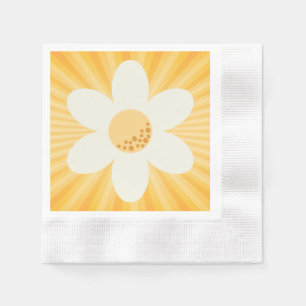 Retro Yellow Daisy Boho Party Napkins