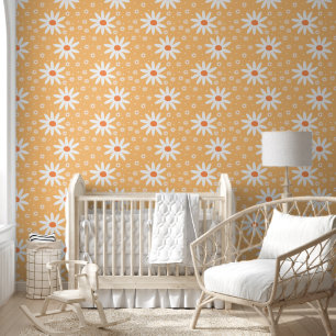 Retro Yellow Daisy Floral Pattern   Groovy 70s  Wallpaper