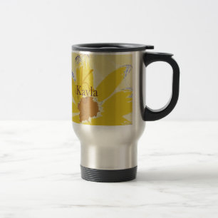 Retro Yellow Daisy Monogrammed Travel Mug