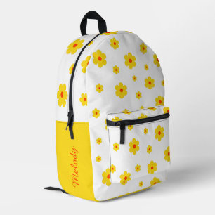 Retro Yellow Daisy Vintage Floral Pattern  Printed Backpack